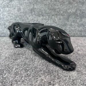 Vintage mid century Maddux stalking black panther ceramic statue planter 15x3.5